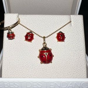 Vintage 14k Gold and Enamel Ladybug Set